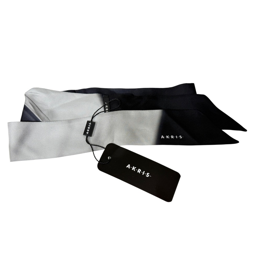 Akris Scarf Shawl Women OS Black Greige 100% Silk Ombre Luxury Minimalist Chic